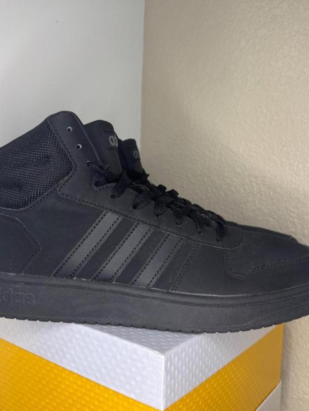 didas Hoops 3.0 Mid Men's Size 12 Triple Black Basketball Sneakers High Top